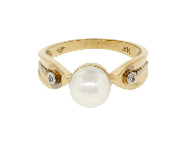 BAGUE 14K PERLE CULTURE 7.5MM 2=0,01 DIA - CG RC42209 - PERLE D'IMPORTATION BAGUE 14K PERLE CULTURE 7.5MM 2=0,01 DIA - CG RC42209 - PERLE D'IMPORTATION