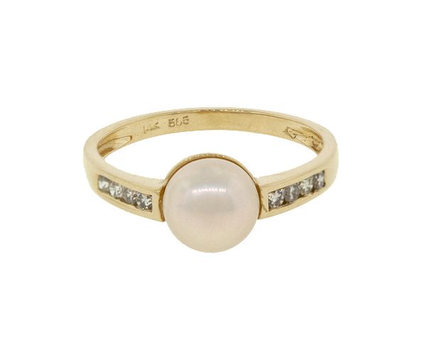 BAGUE EN OR 14K SERTIE D'UNE PERLE D'EAU DOUCE ET DE DIAMANTS - CG RF42481 - PERLE D'IMPORTATION BAGUE EN OR 14K SERTIE D'UNE PERLE D'EAU DOUCE ET DE DIAMANTS - CG RF42481 - PERLE D'IMPORTATION