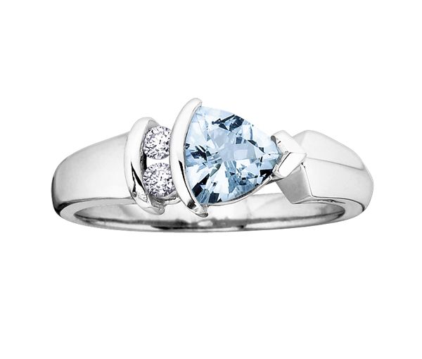 BAGUE EN OR BLANC SERTIE D'UNE AIGUE-MARINE ET DE DIAMANTS - CR DD1625 - BIJOUX CANADIEN BAGUE EN OR BLANC SERTIE D'UNE AIGUE-MARINE ET DE DIAMANTS - CR DD1625 - BIJOUX CANADIEN