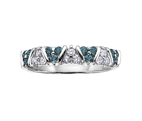 JONC EN OR BLANC SERTI DE DIAMANTS BLEUS ET BLANCS - CR DD2138 - BIJOUX CANADIEN JONC EN OR BLANC SERTI DE DIAMANTS BLEUS ET BLANCS - CR DD2138 - BIJOUX CANADIEN