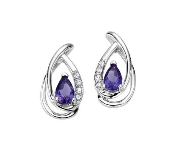 BOUCLES FIXE 10K BL. AMETH. 8=0,04 D.SI2 - CR DD2491 - BIJOUX CANADIEN BOUCLES FIXE 10K BL. AMETH. 8=0,04 D.SI2 - CR DD2491 - BIJOUX CANADIEN