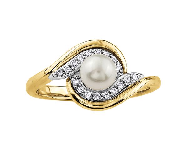 BAGUE EN OR 10K 2 TONS SERTIE D'UNE PERLE DE CULTURE ET DE DIAMANTS - CR DD2621 - BIJOUX CANADIEN BAGUE EN OR 10K 2 TONS SERTIE D'UNE PERLE DE CULTURE ET DE DIAMANTS - CR DD2621 - BIJOUX CANADIEN