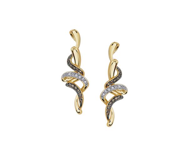 BOUCLES EN OR 10K SERTIES DE DIAMANTS BRUNS ET BLANCS - CR DD2622 - BIJOUX CANADIEN BOUCLES EN OR 10K SERTIES DE DIAMANTS BRUNS ET BLANCS - CR DD2622 - BIJOUX CANADIEN