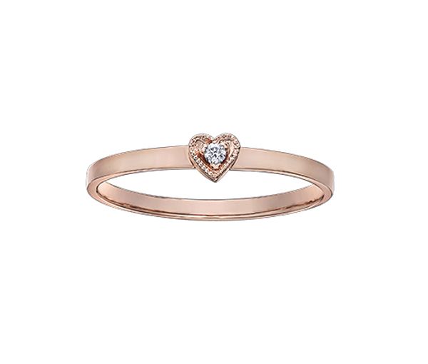 BAGUE COEUR EN OR 10K ROSE SERTIE D'UN DIAMANT - CR DD7200R - BIJOUX CANADIEN BAGUE COEUR EN OR 10K ROSE SERTIE D'UN DIAMANT - CR DD7200R - BIJOUX CANADIEN