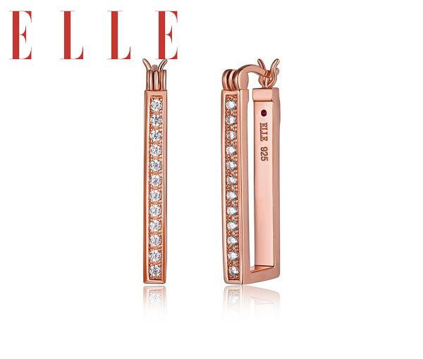 BOUCLES ARGENT/PVD ROSE CZ 25X10MM - PJ 32LCAN970J - ELLE BOUCLES ARGENT/PVD ROSE CZ 25X10MM - PJ 32LCAN970J - ELLE