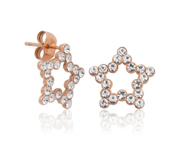 BOUCLES ÉTOILES ACIER/PVD ROSE CZ - PJ T2XA970100 - STEELX BOUCLES ÉTOILES ACIER/PVD ROSE CZ - PJ T2XA970100 - STEELX