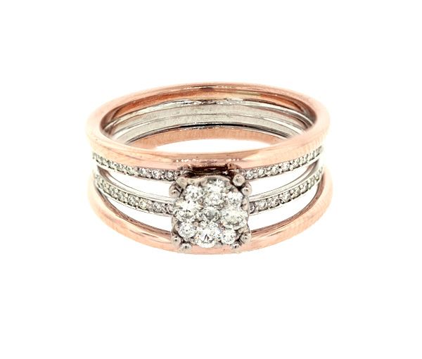 BAGUE EN OR 14K 2 TONS ROSE SERTIE DE DIAMANTS - RM R3856R40 - R.N.B. BAGUE EN OR 14K 2 TONS ROSE SERTIE DE DIAMANTS - RM R3856R40 - R.N.B.