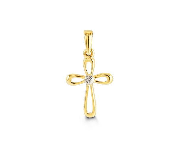 PENDENTIF 10K 2T CROIX AJOURÉE CZ - SY 3101A - BIJOUX D'IMPORTATION PENDENTIF 10K 2T CROIX AJOURÉE CZ - SY 3101A - BIJOUX D'IMPORTATION