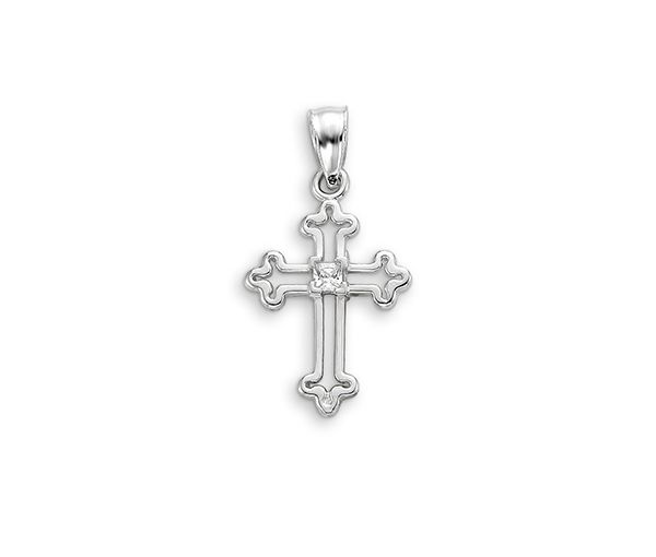 PENDENTIF CROIX AJOURÉE EN OR BLANC SERTI DE CUBIQUES ZIRCONIAS - SY 3124 - BIJOUX D'IMPORTATION PENDENTIF CROIX AJOURÉE EN OR BLANC SERTI DE CUBIQUES ZIRCONIAS - SY 3124 - BIJOUX D'IMPORTATION