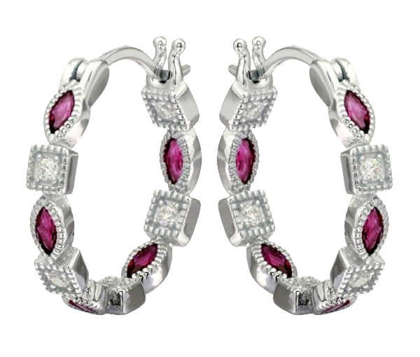 BOUCLES ANNEAUX EN ARGENT RHODIÉ SERTIES DE CUBIQUES ZIRCONIAS - SP STE01122RG - BIJOUX D'IMPORTATION BOUCLES ANNEAUX EN ARGENT RHODIÉ SERTIES DE CUBIQUES ZIRCONIAS - SP STE01122RG - BIJOUX D'IMPORTATION