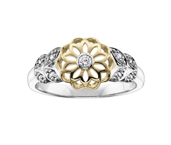 BAGUE EN OR 10K 2 TONS SERTIE DE DIAMANTS - CR DD2143Y - BIJOUX CANADIEN BAGUE EN OR 10K 2 TONS SERTIE DE DIAMANTS - CR DD2143Y - BIJOUX CANADIEN