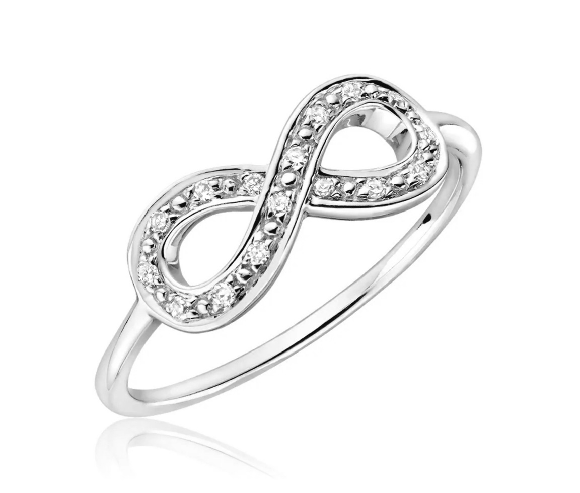BAGUE INFINI EN OR 10K SERTIE DE DIAMANTS - BR 020410888W - Bijoux d'importation BAGUE INFINI EN OR 10K SERTIE DE DIAMANTS - BR 020410888W - Bijoux d'importation