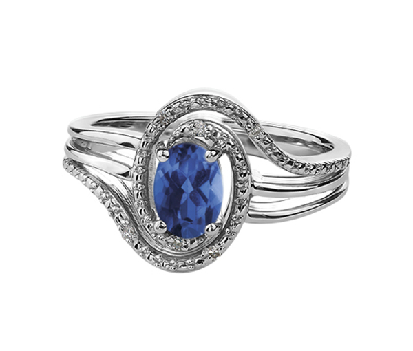 BAGUE EN ARGENT SERTIE D'UNE PIERRE DE NAISSANCE ET DE DIAMANTS - CR DX618SSA - BIJOUX CANADIEN BAGUE EN ARGENT SERTIE D'UNE PIERRE DE NAISSANCE ET DE DIAMANTS - CR DX618SSA - BIJOUX CANADIEN