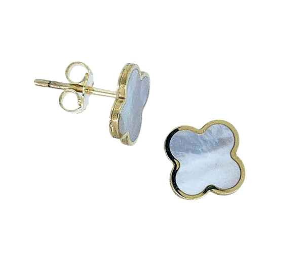 BOUCLES FIXES TRÈFLES EN OR JAUNE SERTIES DE PIERRES DE COULEURS VARIÉES - CB TREBOUNA10 - CBE BOUCLES FIXES TRÈFLES EN OR JAUNE SERTIES DE PIERRES DE COULEURS VARIÉES - CB TREBOUNA10 - CBE