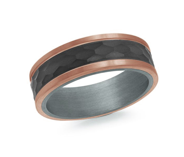 JONC EN TANTALE , OR 14K ET FIBRE DE CARBONE MARTELÉ - ML MRDTS15P - MALO JONC EN TANTALE , OR 14K ET FIBRE DE CARBONE MARTELÉ - ML MRDTS15P - MALO