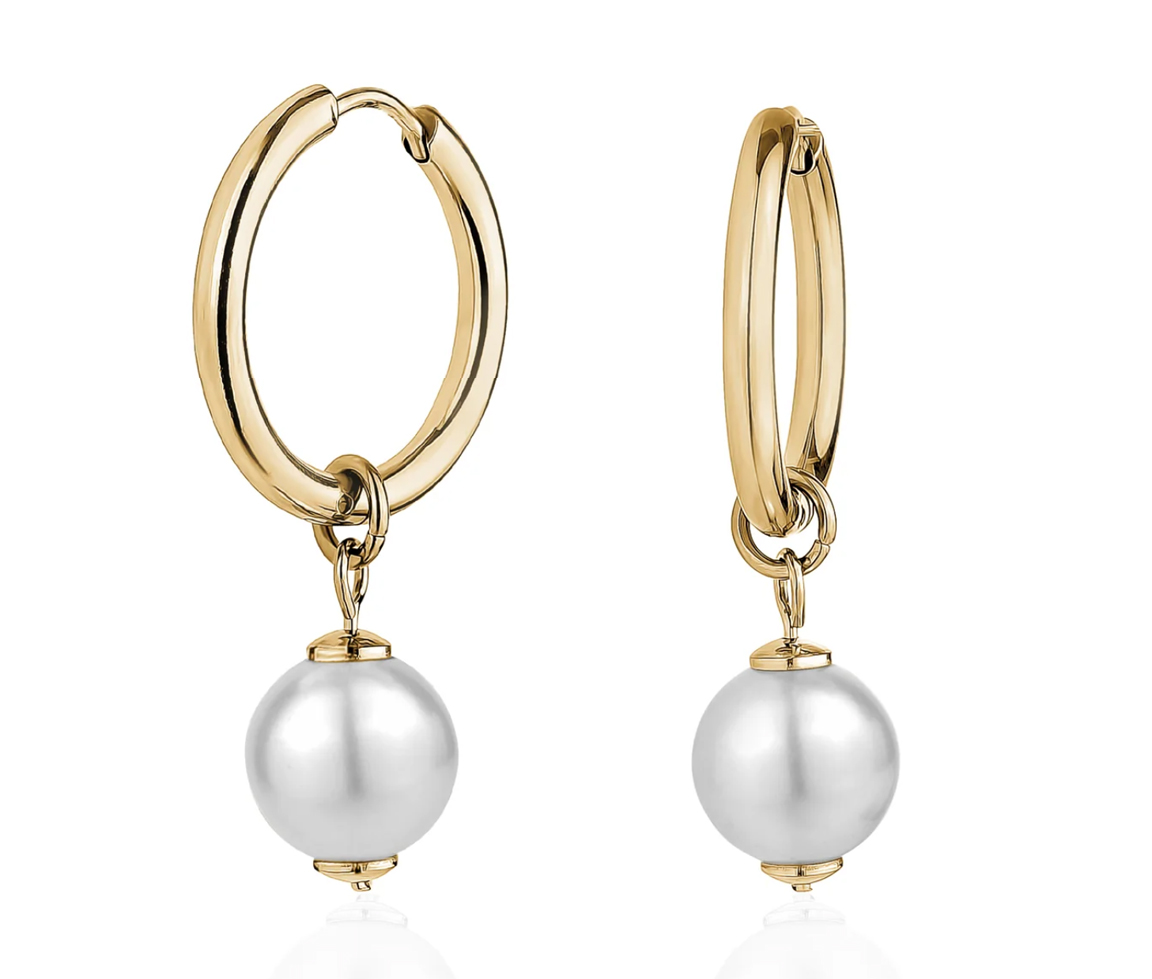 BOUCLES HUGGIES EN ACIER SERTIES D'UNE PERLE SYNTHÉTIQUE - AZ SSE151G - AREZZO BOUCLES HUGGIES EN ACIER SERTIES D'UNE PERLE SYNTHÉTIQUE - AZ SSE151G - AREZZO