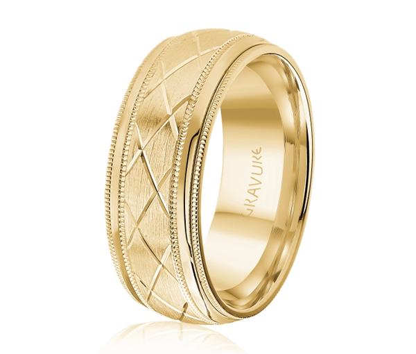 JONC EN OR OU EN PLATINE AVEC MOTIF EN X ET MILGRAIN - ML GH1183Y18 - MALO JONC EN OR OU EN PLATINE AVEC MOTIF EN X ET MILGRAIN - ML GH1183Y18 - MALO