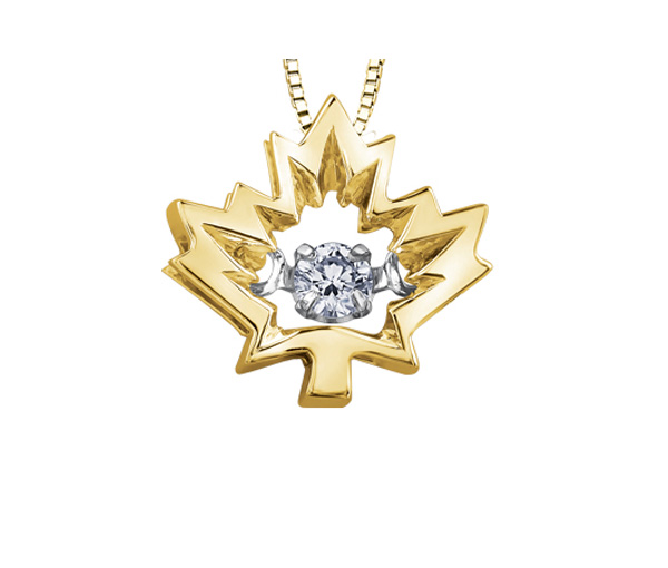PENDENTIF FEUILLE D'ÉRABLE EN OR SERTI D'UN DIAMANT CANADIEN DANSANT - CR AM289Y04 - DIAMANT CANADIEN PENDENTIF FEUILLE D'ÉRABLE EN OR SERTI D'UN DIAMANT CANADIEN DANSANT - CR AM289Y04 - DIAMANT CANADIEN