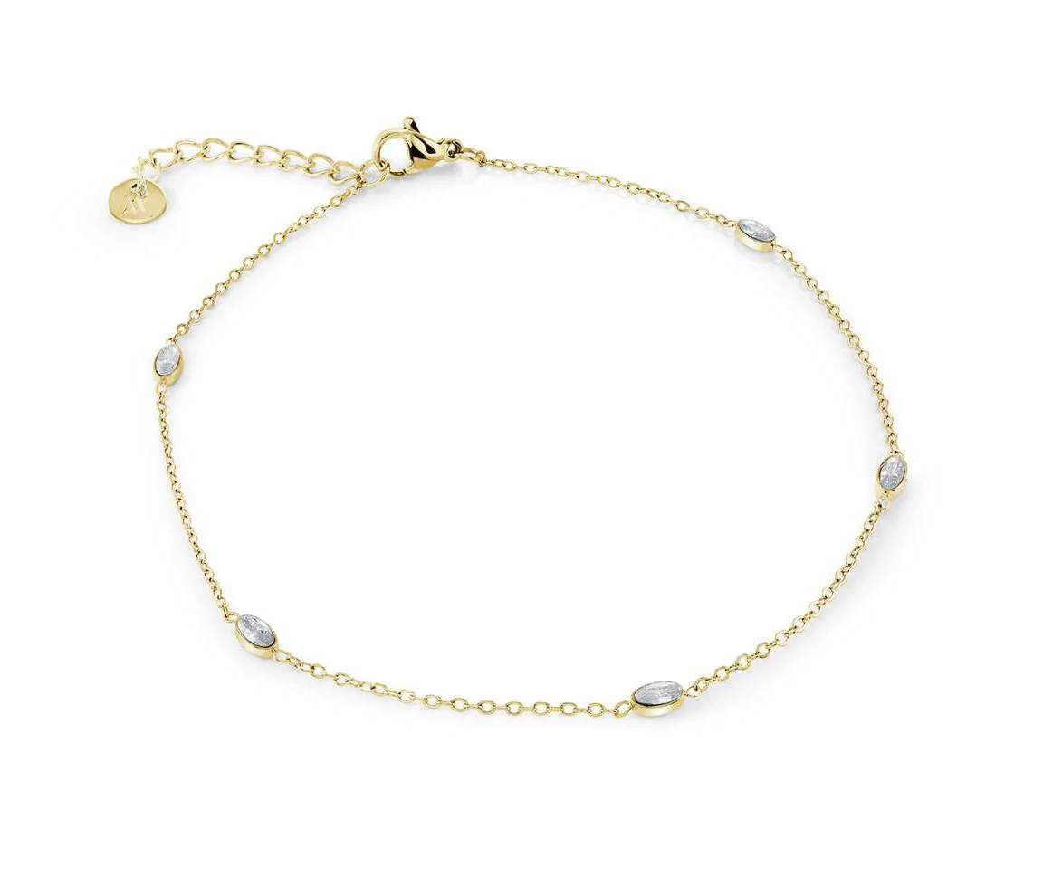 BRACELET EN ACIER OU ACIER/PVD OR À MAILLE ROLO OVALE SERTI DE CUBIQUES ZIRCONIAS - IG SWB262GO - VELORIA BRACELET EN ACIER OU ACIER/PVD OR À MAILLE ROLO OVALE SERTI DE CUBIQUES ZIRCONIAS - IG SWB262GO - VELORIA