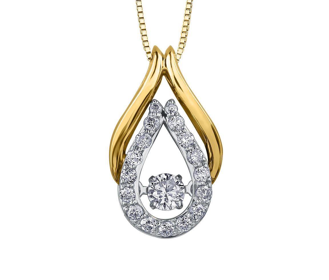 PENDENTIF EN OR 10K 2 TONS SERTI D'UN DIAMANT CANADIEN DANSANT ET DE DIAMANTS - CR AM299Y25 - DIAMANT CANADIEN PENDENTIF EN OR 10K 2 TONS SERTI D'UN DIAMANT CANADIEN DANSANT ET DE DIAMANTS - CR AM299Y25 - DIAMANT CANADIEN