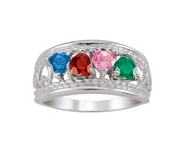 BAGUE FAMILLIALE EN ARGENT OU EN OR SERTIE DE 2 À 5 PIERRES - PG 20191W/14 - PERSONALIZED GEM BAGUE FAMILLIALE EN ARGENT OU EN OR SERTIE DE 2 À 5 PIERRES - PG 20191W/14 - PERSONALIZED GEM