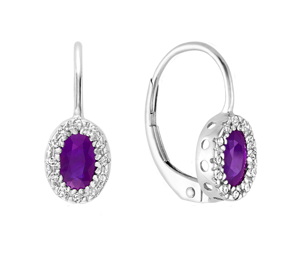 BOUCLES EN OR 10K BLANC SERTIES DE DIAMANTS ET DE PIERRES DE NAISSANCES VARIÉES - BR 13041001AM - Bijoux d'importation BOUCLES EN OR 10K BLANC SERTIES DE DIAMANTS ET DE PIERRES DE NAISSANCES VARIÉES - BR 13041001AM - Bijoux d'importation