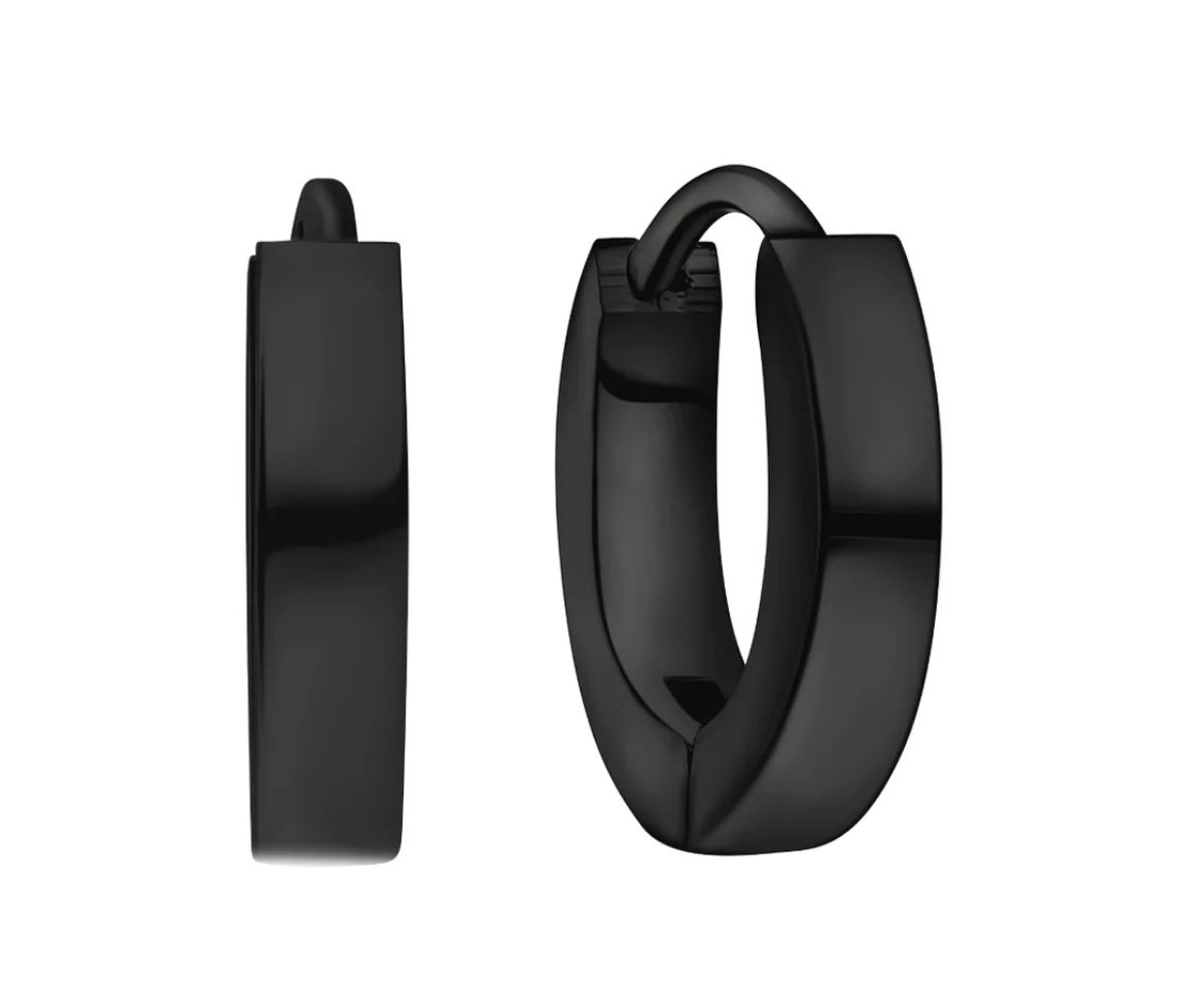 BOUCLES HUGGIES EN ACIER/PVD NOIR UNIES - AZ SSE13BK - AREZZO BOUCLES HUGGIES EN ACIER/PVD NOIR UNIES - AZ SSE13BK - AREZZO