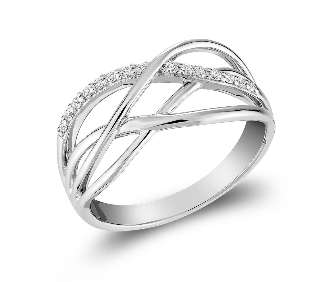 BAGUE POUR DAME EN OR BLANC SERTIE DE DIAMANTS - BR 020410LM08W - R.N.B. BAGUE POUR DAME EN OR BLANC SERTIE DE DIAMANTS - BR 020410LM08W - R.N.B.