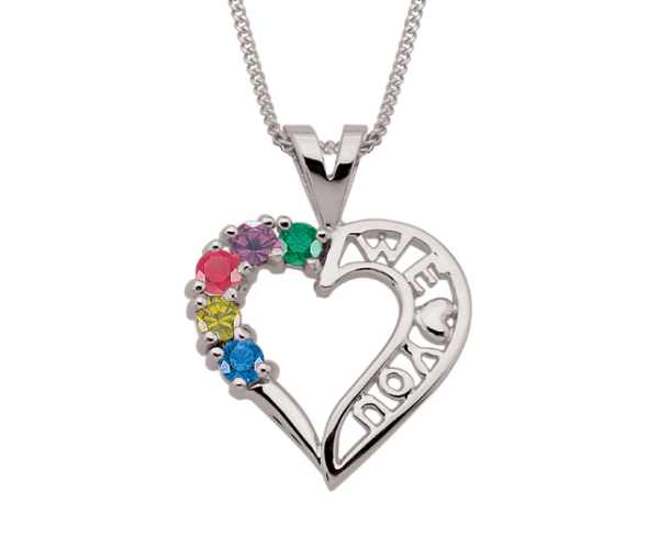 PENDENTIF COEUR 10K BL. 3 À 7 PIERRES - PG 30010W14 - PERSONALIZED GEM PENDENTIF COEUR 10K BL. 3 À 7 PIERRES - PG 30010W14 - PERSONALIZED GEM