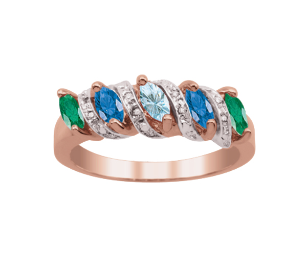 BAGUE FAMILIALE 10K 3 À 5 PIERRES - PG 20034R - PERSONALIZED GEM BAGUE FAMILIALE 10K 3 À 5 PIERRES - PG 20034R - PERSONALIZED GEM