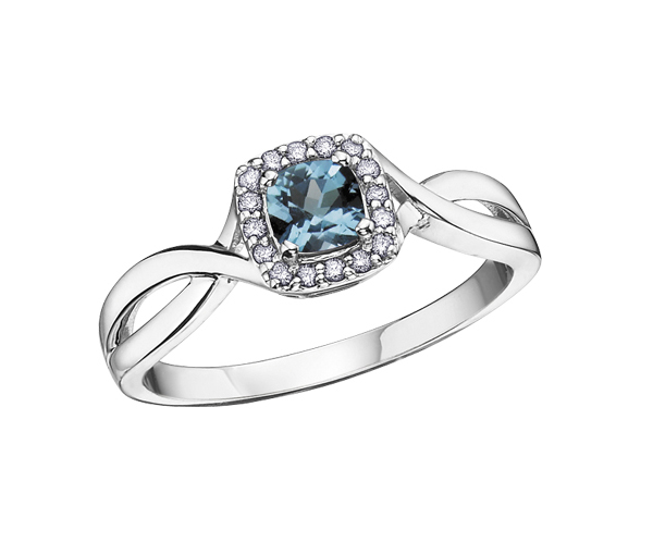 BAGUE EN OR BLANC SERTIE D'UNE PIERRE DE NAISSANCE VARIÉE ET DE DIAMANTS - CR DX533BT - BIJOUX CANADIEN BAGUE EN OR BLANC SERTIE D'UNE PIERRE DE NAISSANCE VARIÉE ET DE DIAMANTS - CR DX533BT - BIJOUX CANADIEN