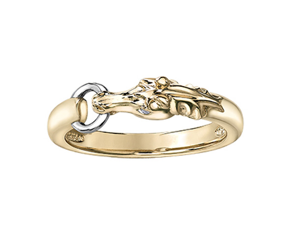 BAGUE TÊTE DE CHEVAL EN OR 10K 2 TONS SERTIE DE DIAMANTS - CR DD7502 - BIJOUX CANADIEN BAGUE TÊTE DE CHEVAL EN OR 10K 2 TONS SERTIE DE DIAMANTS - CR DD7502 - BIJOUX CANADIEN