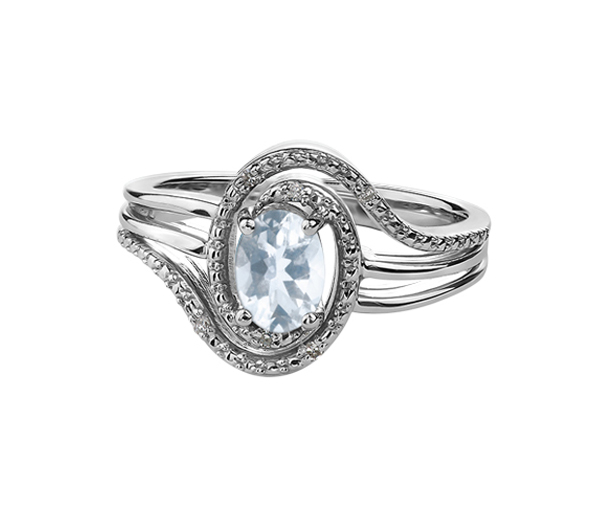 BAGUE EN ARGENT SERTIE D'UNE PIERRE DE NAISSANCE ET DE DIAMANTS - CR DX618SAQ - BIJOUX CANADIEN BAGUE EN ARGENT SERTIE D'UNE PIERRE DE NAISSANCE ET DE DIAMANTS - CR DX618SAQ - BIJOUX CANADIEN