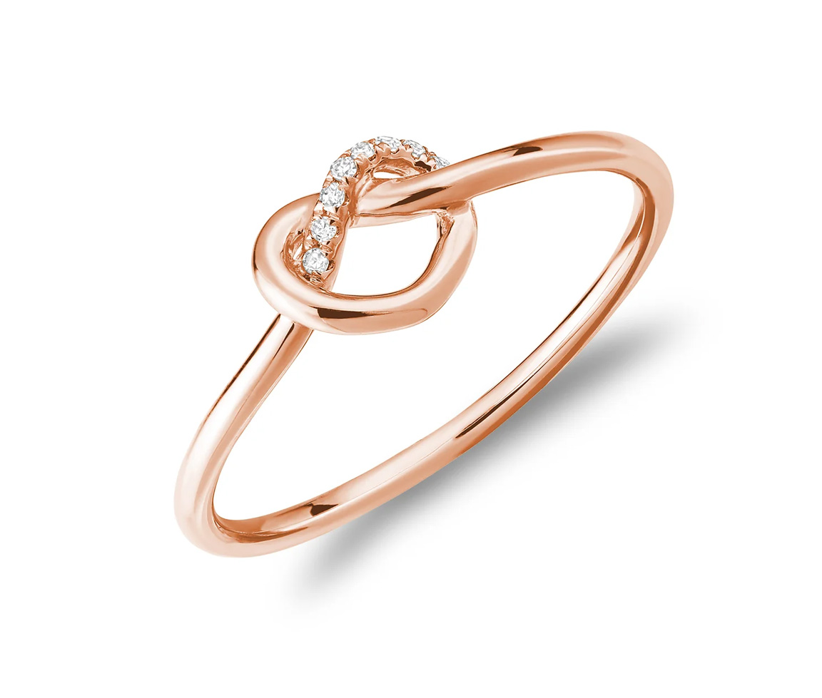 BAGUE NOEUD EN OR 10K SERTIE DE DIAMANTS - BR 020410KNR - Bijoux d'importation BAGUE NOEUD EN OR 10K SERTIE DE DIAMANTS - BR 020410KNR - Bijoux d'importation