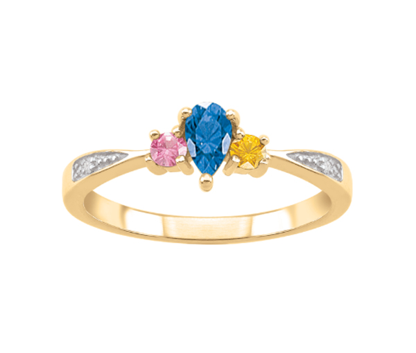BAGUE FAM.10K BL. 3 PIERRES SYNTHÉTIQUES - PG 20387Y - PERSONALIZED GEM BAGUE FAM.10K BL. 3 PIERRES SYNTHÉTIQUES - PG 20387Y - PERSONALIZED GEM