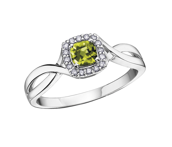 BAGUE EN OR BLANC SERTIE D'UNE PIERRE DE NAISSANCE VARIÉE ET DE DIAMANTS - CR DX533PER - BIJOUX CANADIEN BAGUE EN OR BLANC SERTIE D'UNE PIERRE DE NAISSANCE VARIÉE ET DE DIAMANTS - CR DX533PER - BIJOUX CANADIEN