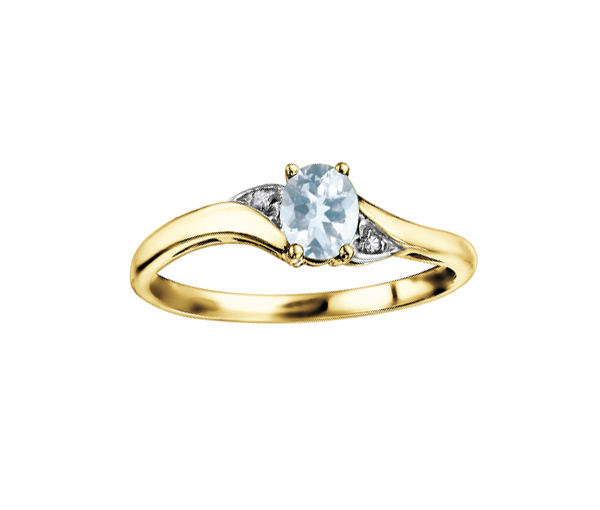 BAGUE EN OR 10K SERTIE D'UNE PIERRE DE NAISSANCE ET DE DIAMANTS - CR DX355YAQ - BIJOUX CANADIEN BAGUE EN OR 10K SERTIE D'UNE PIERRE DE NAISSANCE ET DE DIAMANTS - CR DX355YAQ - BIJOUX CANADIEN