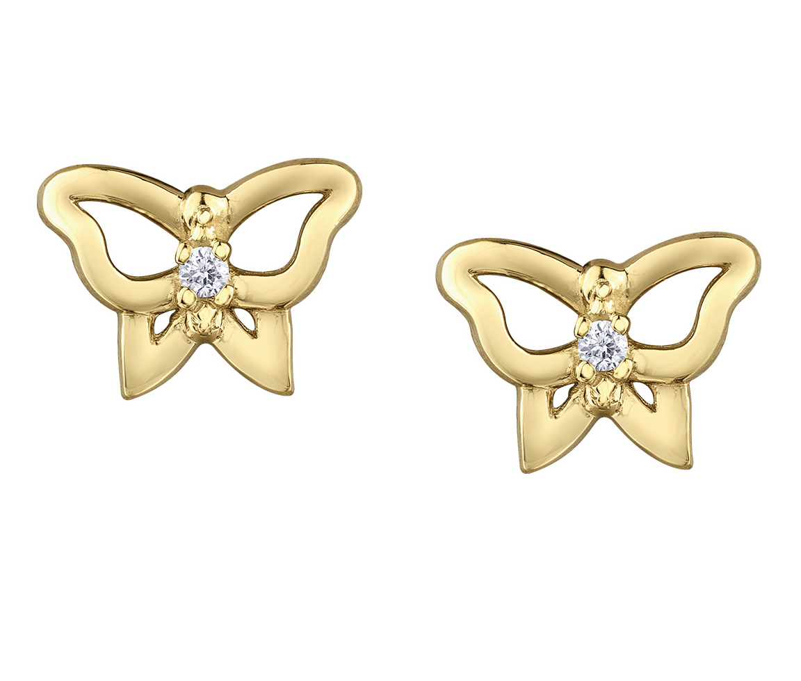 BOUCLES PAPILLON AJOURÉ EN OR SERTIES DE DIAMANTS - CR DD7970Y - BIJOUX CANADIEN BOUCLES PAPILLON AJOURÉ EN OR SERTIES DE DIAMANTS - CR DD7970Y - BIJOUX CANADIEN