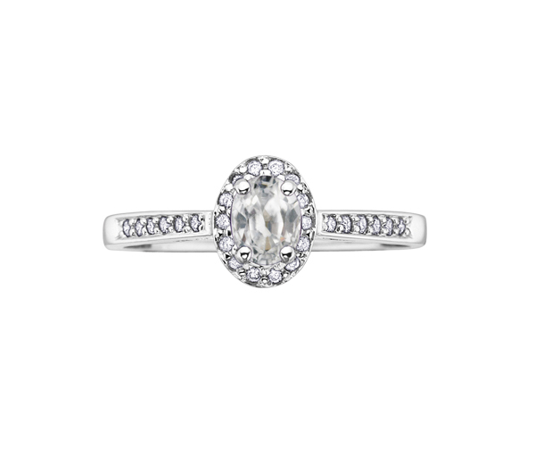 BAGUE EN OR BLANC SERTIE D'UNE PIERRE DE NAISSANCE ET DE DIAMANTS - CR DX318WZ - BIJOUX CANADIEN BAGUE EN OR BLANC SERTIE D'UNE PIERRE DE NAISSANCE ET DE DIAMANTS - CR DX318WZ - BIJOUX CANADIEN