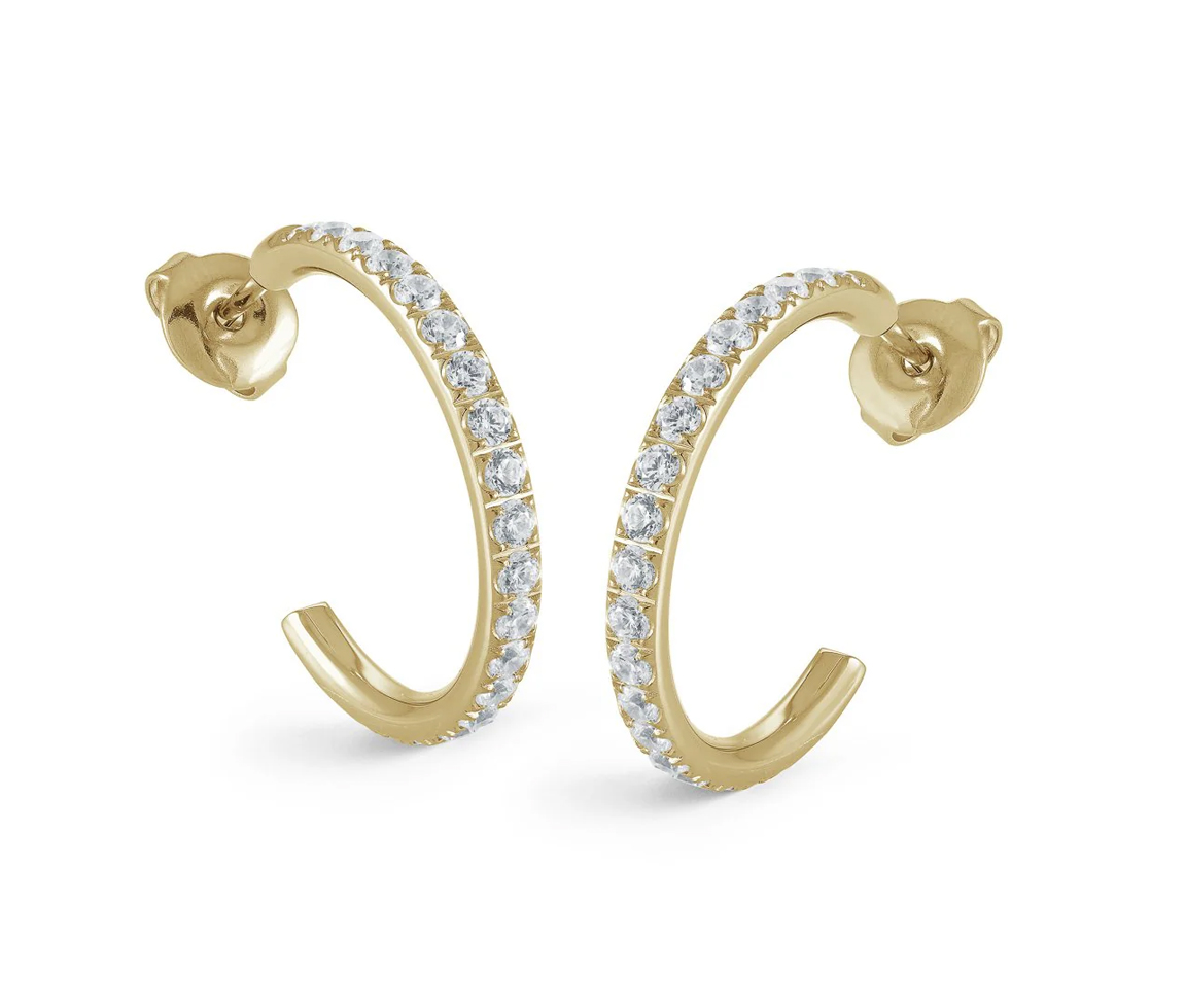 BOUCLES ANNEAUX OUVERTES EN ACIER SERTIES DE CUBIQUES ZIRCONIAS - IG SEA333/GO - VELORIA BOUCLES ANNEAUX OUVERTES EN ACIER SERTIES DE CUBIQUES ZIRCONIAS - IG SEA333/GO - VELORIA