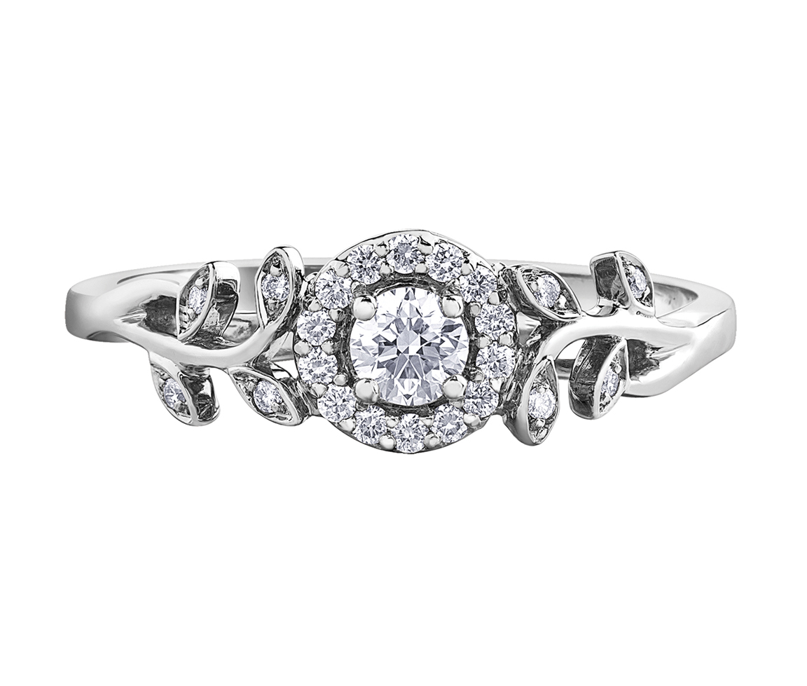 BAGUE EN OR 10K BLANC, ROSE OU JAUNE SERTIE D'UN DIAMANT CANADIEN ET DE DIAMANTS - CR AM481W - DIAMANT CANADIEN BAGUE EN OR 10K BLANC, ROSE OU JAUNE SERTIE D'UN DIAMANT CANADIEN ET DE DIAMANTS - CR AM481W - DIAMANT CANADIEN