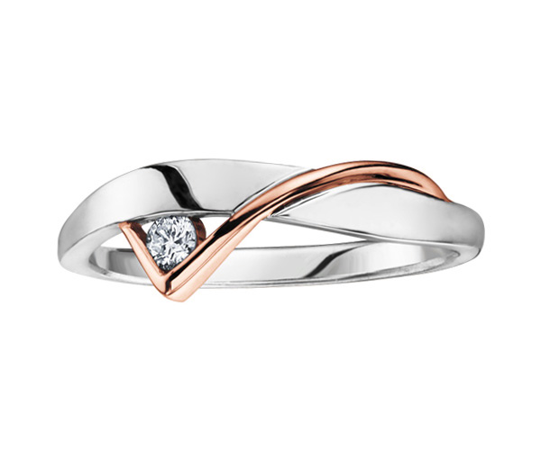 BAGUE EN OR 10K 2 TONS SERTIE D'UN DIAMANT CANADIEN - CR AM115WR - DIAMANT CANADIEN BAGUE EN OR 10K 2 TONS SERTIE D'UN DIAMANT CANADIEN - CR AM115WR - DIAMANT CANADIEN