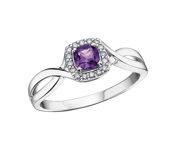 BAGUE EN OR BLANC SERTIE D'UNE PIERRE DE NAISSANCE VARIÉE ET DE DIAMANTS - CR DX533AM - BIJOUX CANADIEN BAGUE EN OR BLANC SERTIE D'UNE PIERRE DE NAISSANCE VARIÉE ET DE DIAMANTS - CR DX533AM - BIJOUX CANADIEN