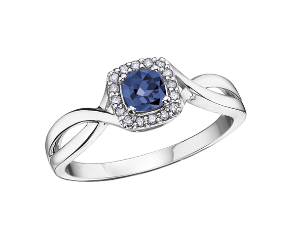 BAGUE EN OR BLANC SERTIE D'UNE PIERRE DE NAISSANCE VARIÉE ET DE DIAMANTS - CR DX533SA - BIJOUX CANADIEN BAGUE EN OR BLANC SERTIE D'UNE PIERRE DE NAISSANCE VARIÉE ET DE DIAMANTS - CR DX533SA - BIJOUX CANADIEN