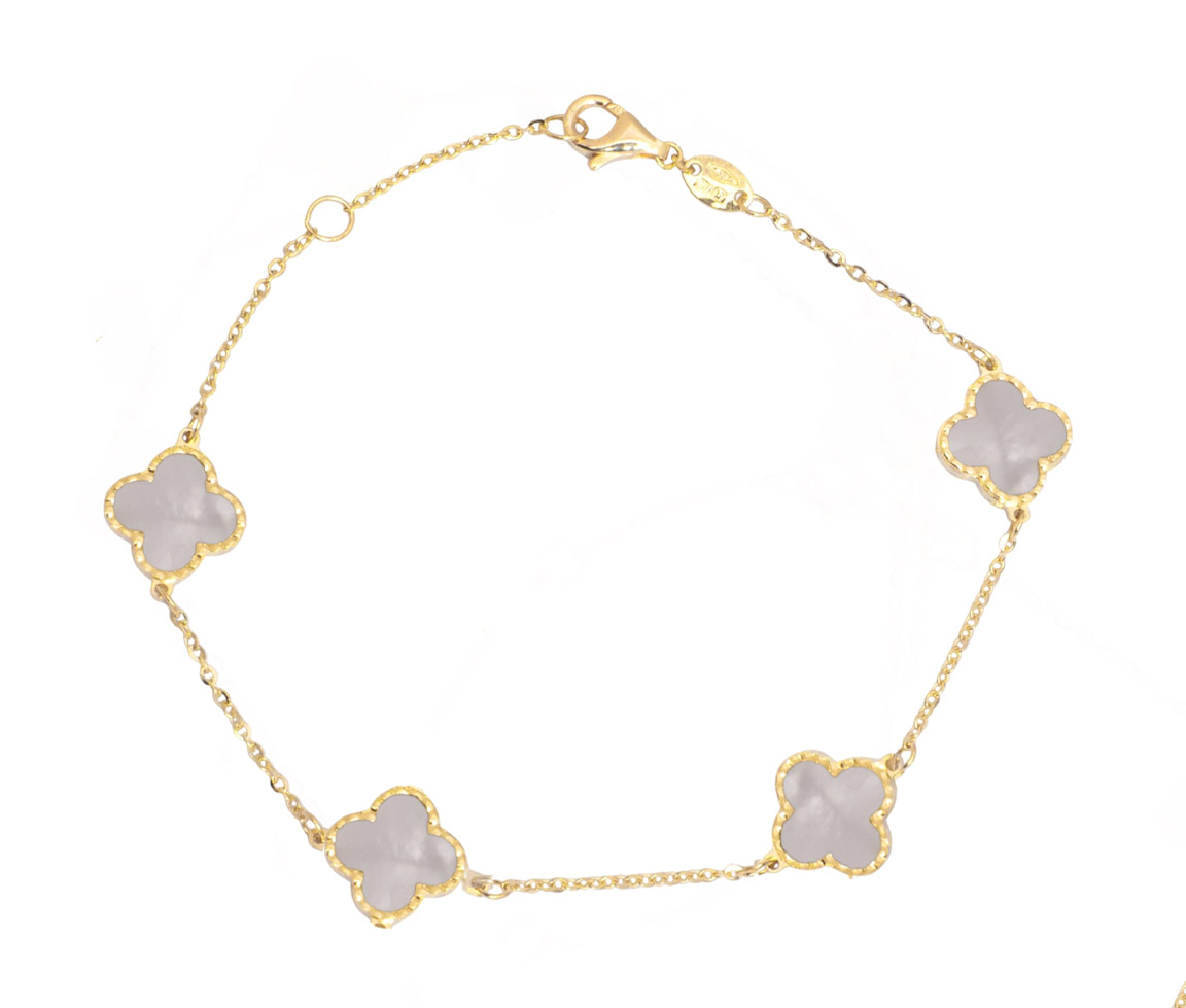 BRACELET TRÈFLES EN OR JAUNE SERTI D'ONYX OU DE NACRE - CB BRY04502NA - CBE BRACELET TRÈFLES EN OR JAUNE SERTI D'ONYX OU DE NACRE - CB BRY04502NA - CBE