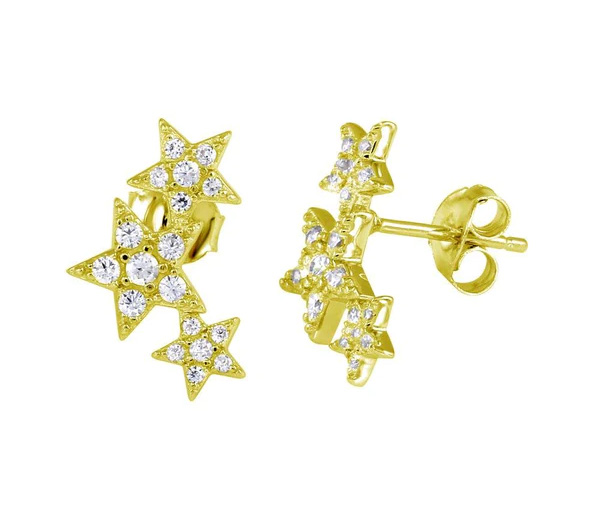 BOUCLES TOMBÉE D'ÉTOILES EN ARGENT RHODIÉ SERTIES DE CUBIQUES ZIRCONIAS - SP BGE00573GP - BIJOUX D'IMPORTATION BOUCLES TOMBÉE D'ÉTOILES EN ARGENT RHODIÉ SERTIES DE CUBIQUES ZIRCONIAS - SP BGE00573GP - BIJOUX D'IMPORTATION