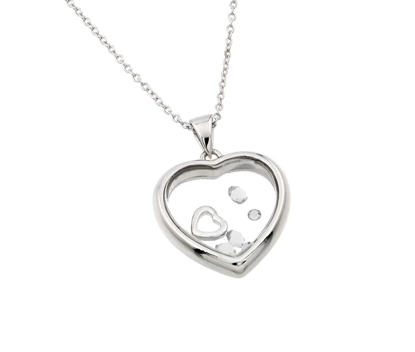 COLLIER COEUR CHOPARD EN ARGENT RHODIÉ SERTI DE PIERRES DE COULEURS VARIÉES - SP STP0146904 - BIJOUX D'IMPORTATION COLLIER COEUR CHOPARD EN ARGENT RHODIÉ SERTI DE PIERRES DE COULEURS VARIÉES - SP STP0146904 - BIJOUX D'IMPORTATION