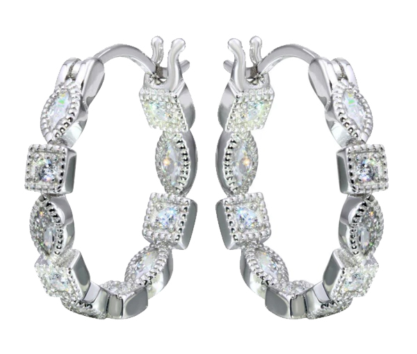 BOUCLES ANNEAUX EN ARGENT RHODIÉ SERTIES DE CUBIQUES ZIRCONIAS - SP STE01122CL - BIJOUX D'IMPORTATION BOUCLES ANNEAUX EN ARGENT RHODIÉ SERTIES DE CUBIQUES ZIRCONIAS - SP STE01122CL - BIJOUX D'IMPORTATION
