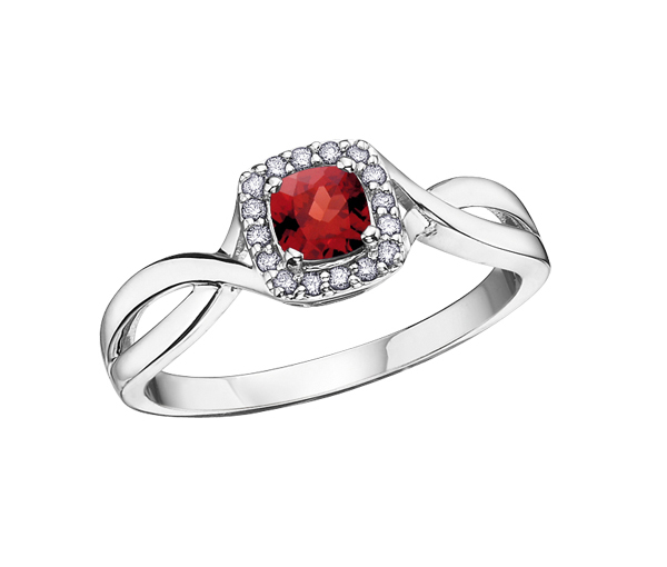 BAGUE EN OR BLANC SERTIE D'UNE PIERRE DE NAISSANCE VARIÉE ET DE DIAMANTS - CR DX533GA - BIJOUX CANADIEN BAGUE EN OR BLANC SERTIE D'UNE PIERRE DE NAISSANCE VARIÉE ET DE DIAMANTS - CR DX533GA - BIJOUX CANADIEN