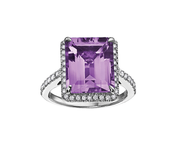 BAGUE EN OR BLANC SERTIE D'UN TOPAZE BLEU OU D'UNE AMÉTHYSTE ET DE DIAMANTS - CR DX632WAM - BIJOUX CANADIEN BAGUE EN OR BLANC SERTIE D'UN TOPAZE BLEU OU D'UNE AMÉTHYSTE ET DE DIAMANTS - CR DX632WAM - BIJOUX CANADIEN